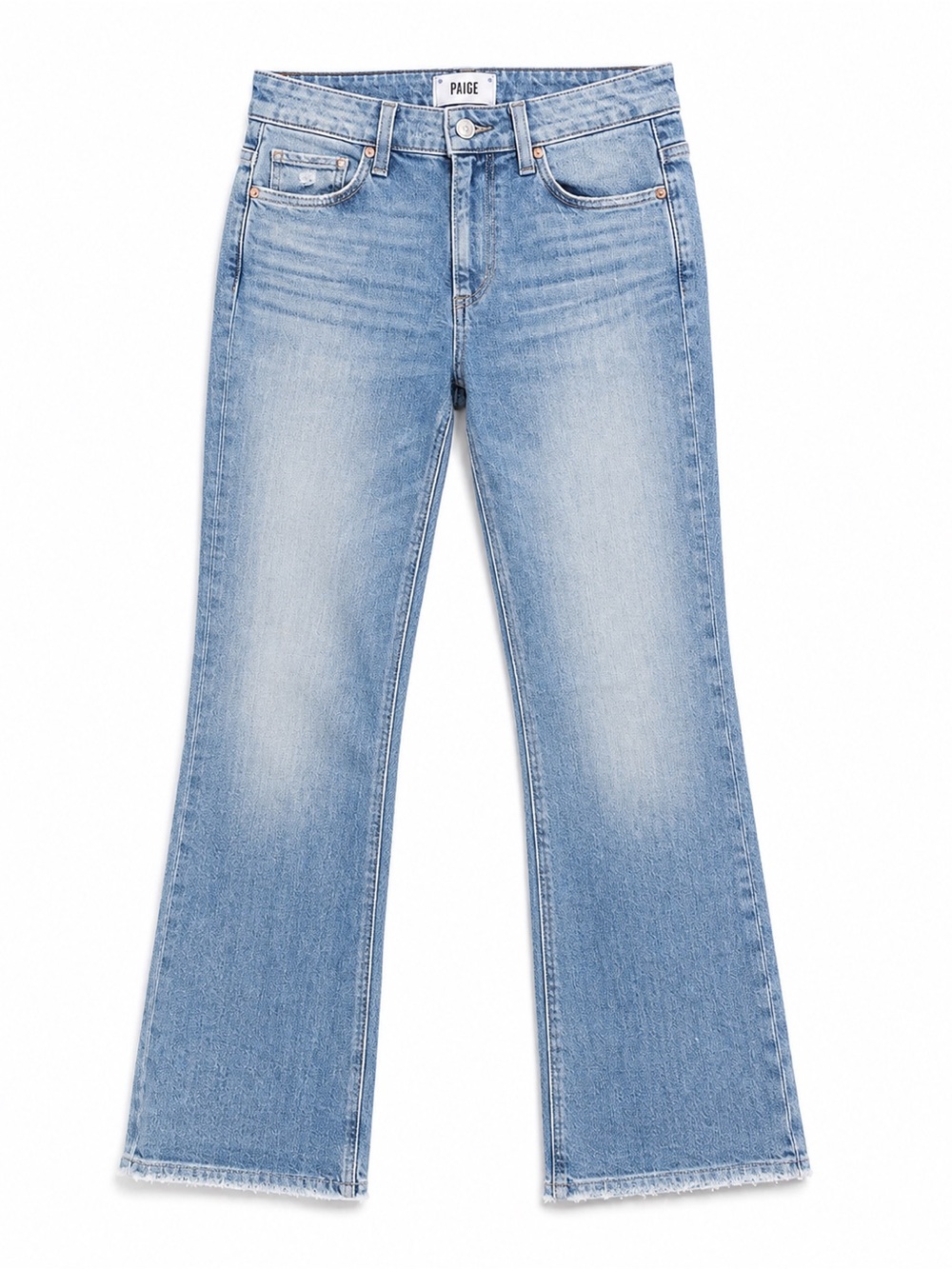 Paige Colette Crop Flare Jeans Womens 24 Light Blue Distressed
